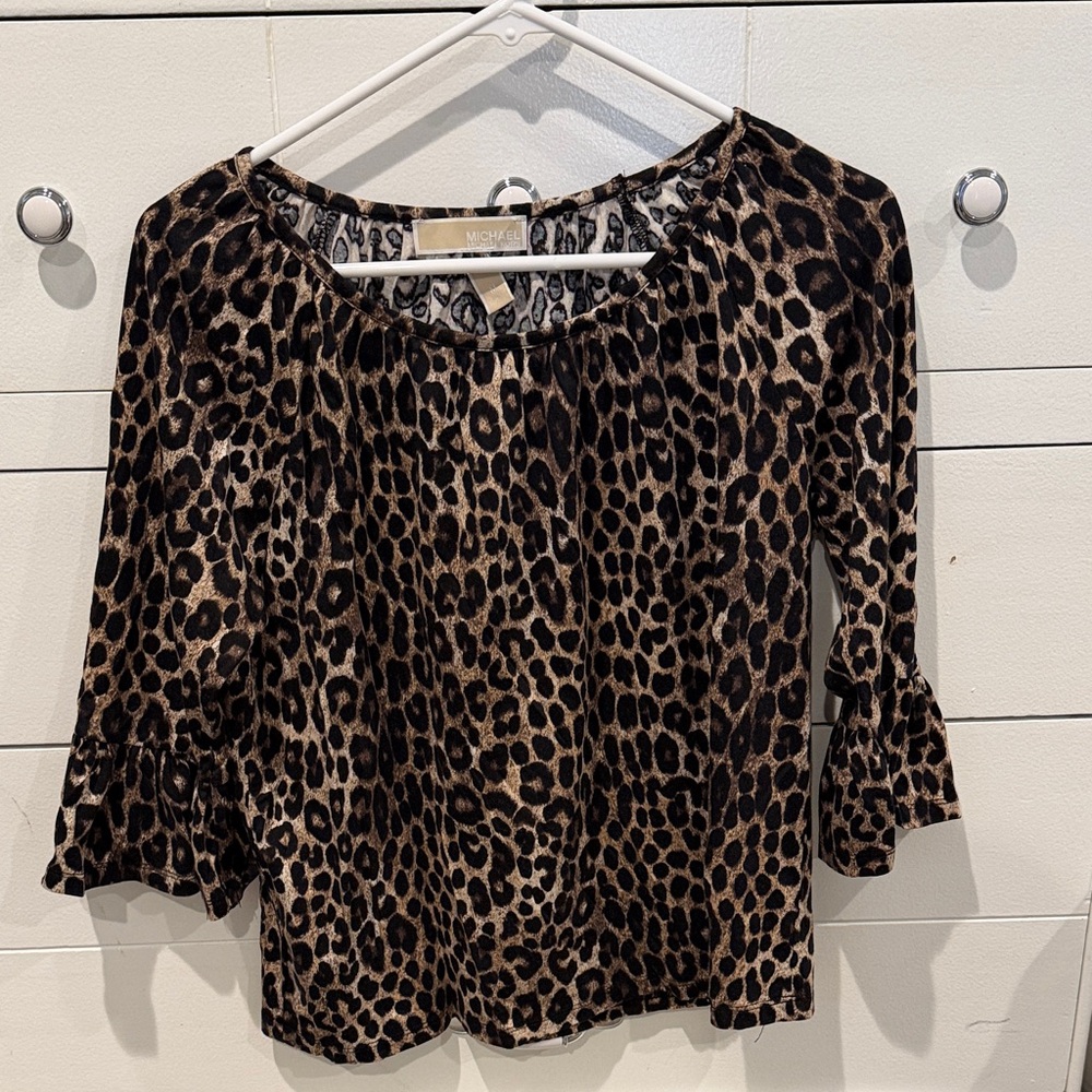 MICHAEL Michael Kors Brown and Black Leopard Print Women's Top